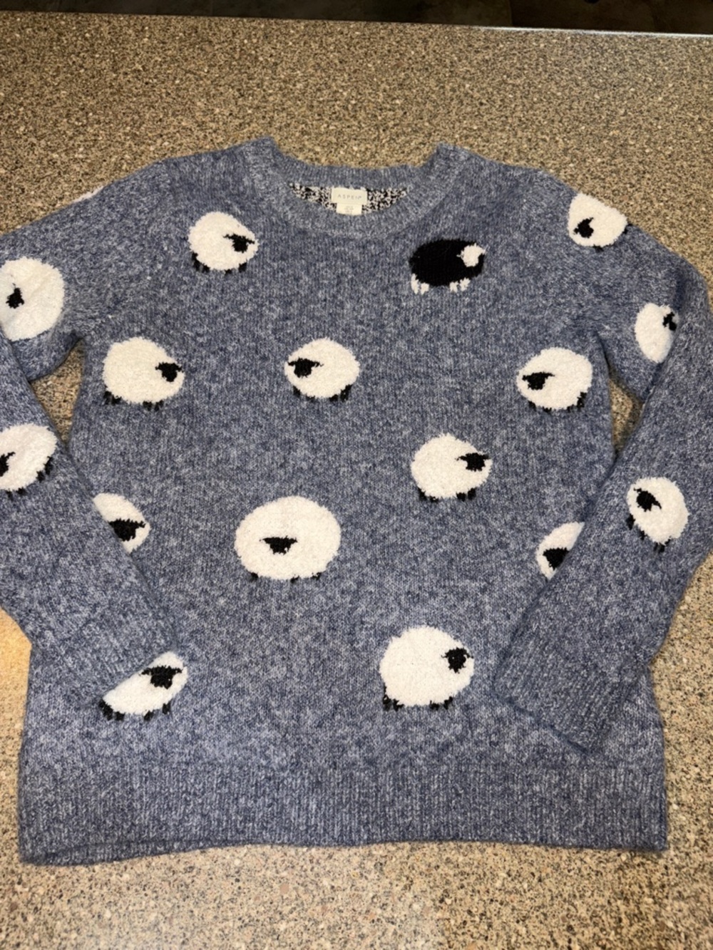 Aspen Blue Crewneck Sweater with Sheep